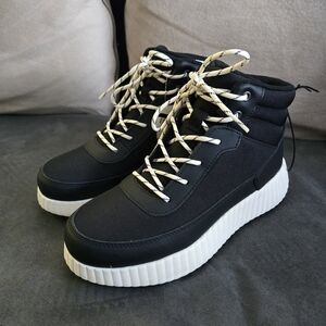 Universal Threat - Black Hiker Boots with White Soles